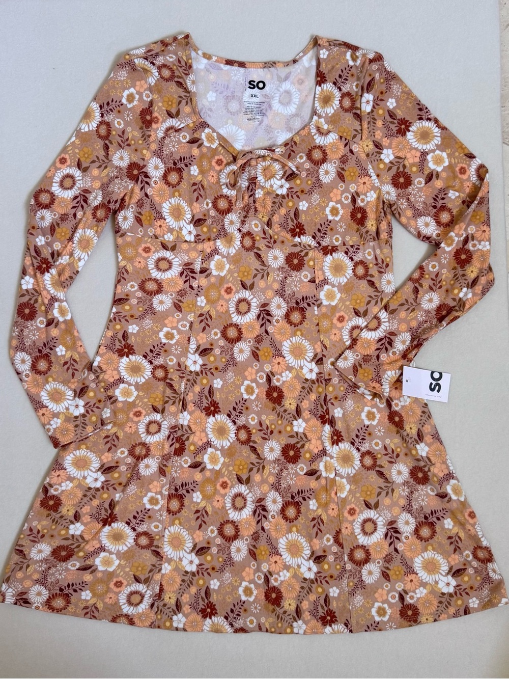 SO Brand Sunflower Floral Dress Junior XXL Stretch  Scoop Neck NWT